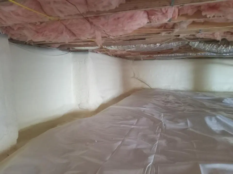 Crawl space encapsulation with closed-cell spray foam for Metal Roof Coating in Le Roy